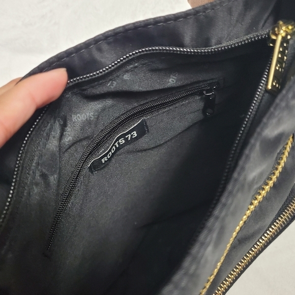 Black Gold Nylon Crossbody Shoulder Bag - Picture 5 of 11